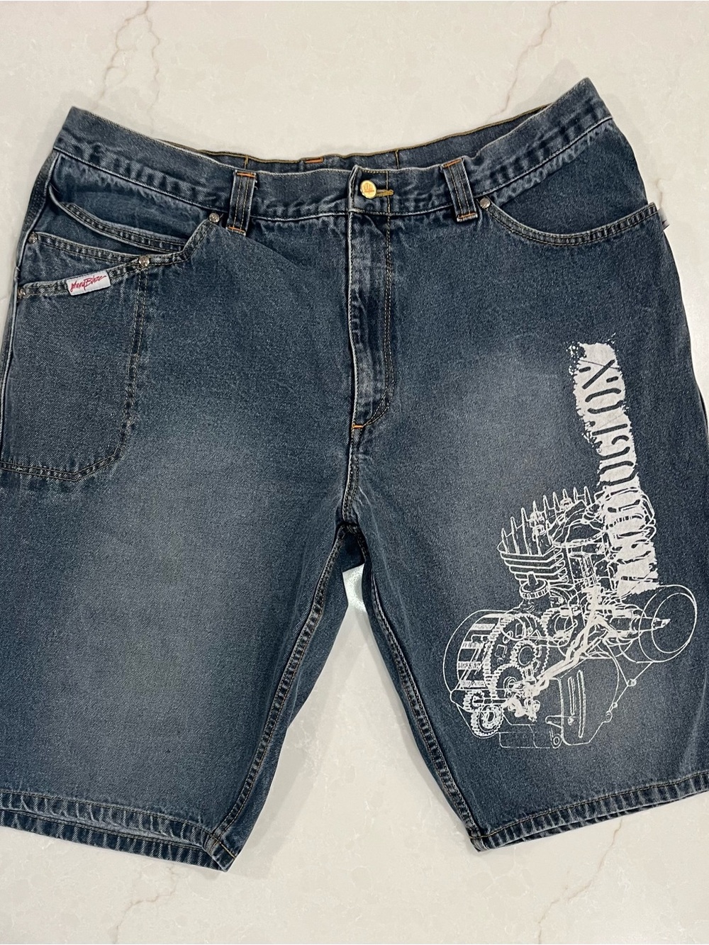 Vintage Johnny Blaze Denim Shorts Size 42 Baggy Jorts Y2K Hip Hop 90s Engine